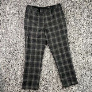 Banana Republic Wool Pants Men's 36x32 Gray Plaid Tessuto Marzotto Dress Pants